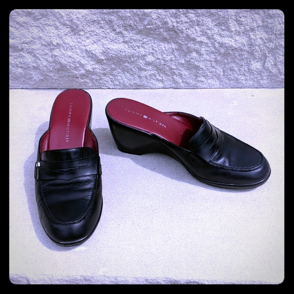 Tommy Hilfiger clogs wedge slip-on leather shoe